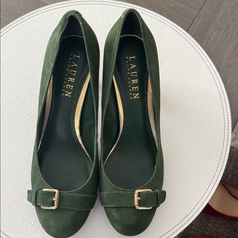 Lauren Ralph Lauren Dark Green Suede Heels